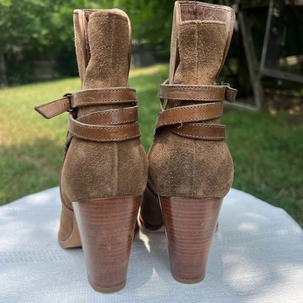Allsaints Brown Suede Heeled Ankle Boots Size 40 9.5